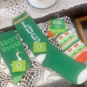 3 Pairs of various theme green socks by Crew Socks with tags